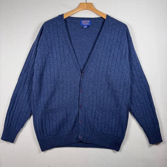 Pendleton Other - Vintage PENDLETON Wool Cardigan Ribbed Knitted Sweater Button Men's Blue Large